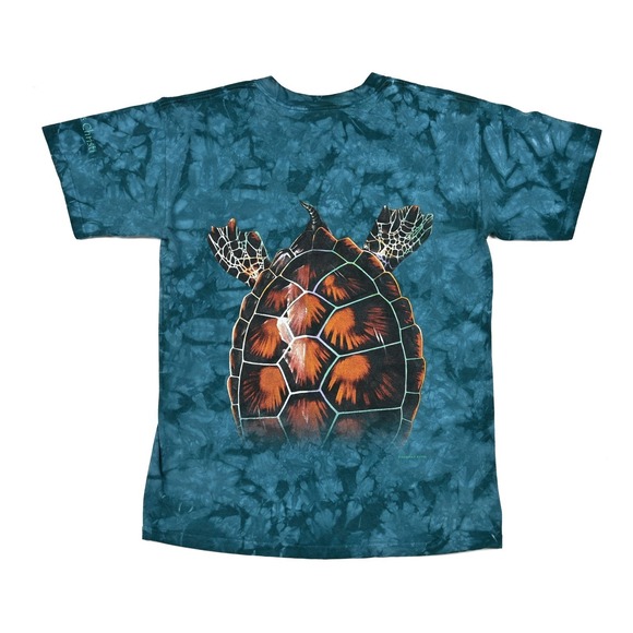 Vintage Habitat 90s Swimming Tortoise Tie Dye T-Shirt Medium Wild Animal 2-Sided - Picture 3 of 10